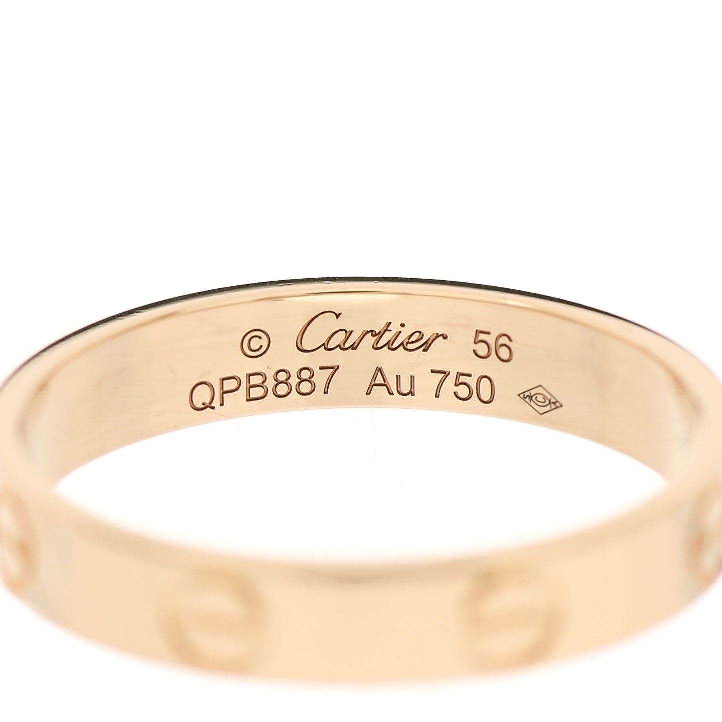 18K Yellow Gold 3.5mm LOVE Wedding Band Ring 56 7.75