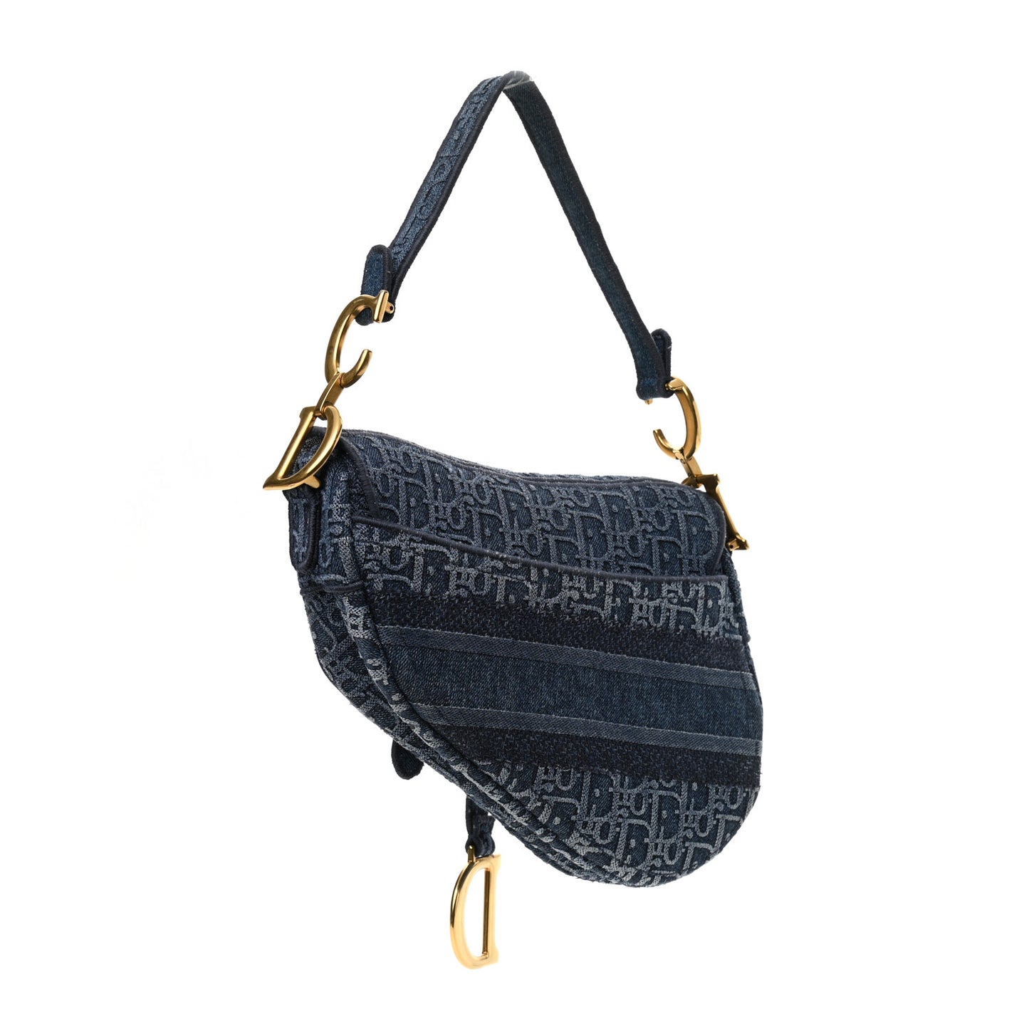 Oblique Embroidered Saddle Bag Denim Blue