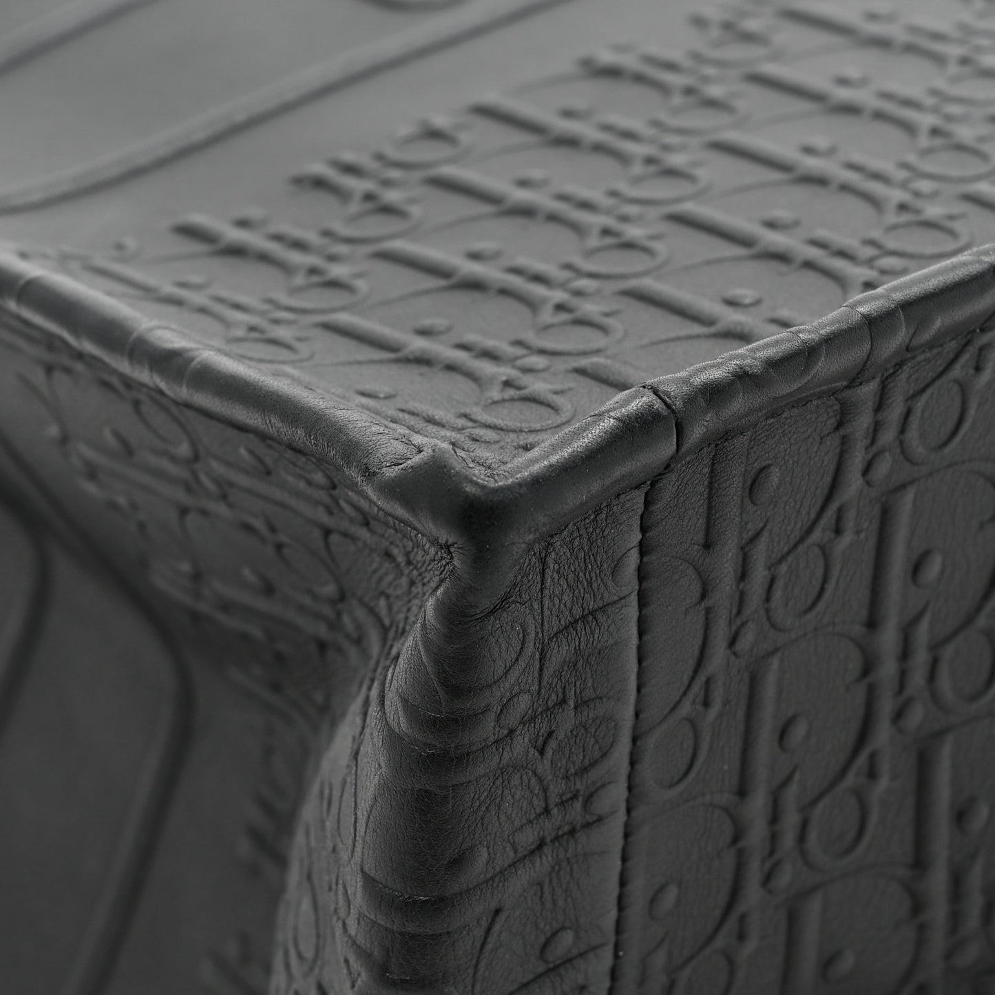 Oblique Calfskin Embossed Large Book Tote Black