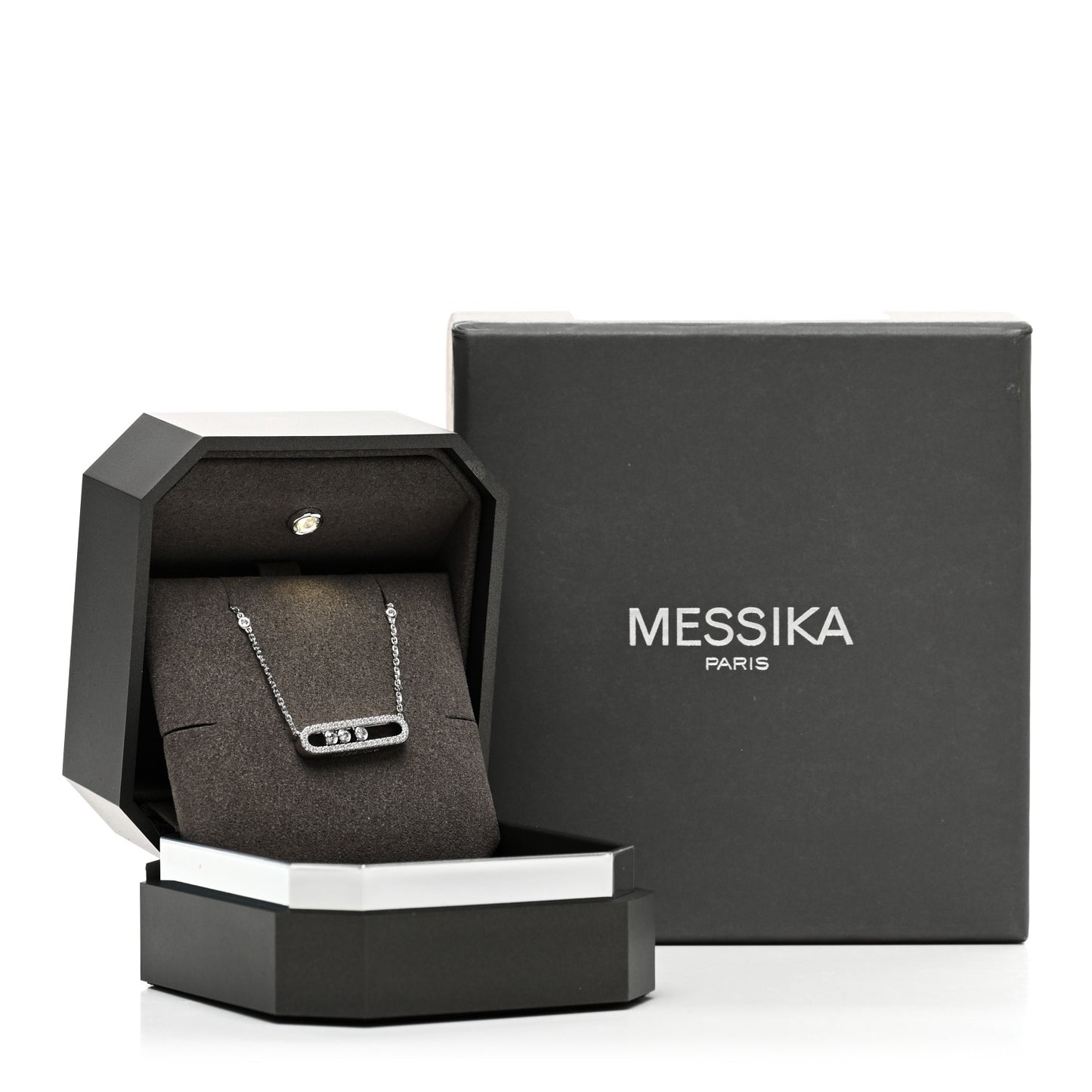 18K White Gold Diamond Baby Move Pave Necklace