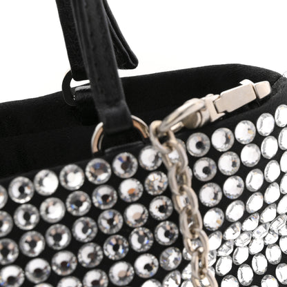 Prada Satin Crystal Metal Triangle Logo Chain Crossbody Handbag Cristal 10 of 10