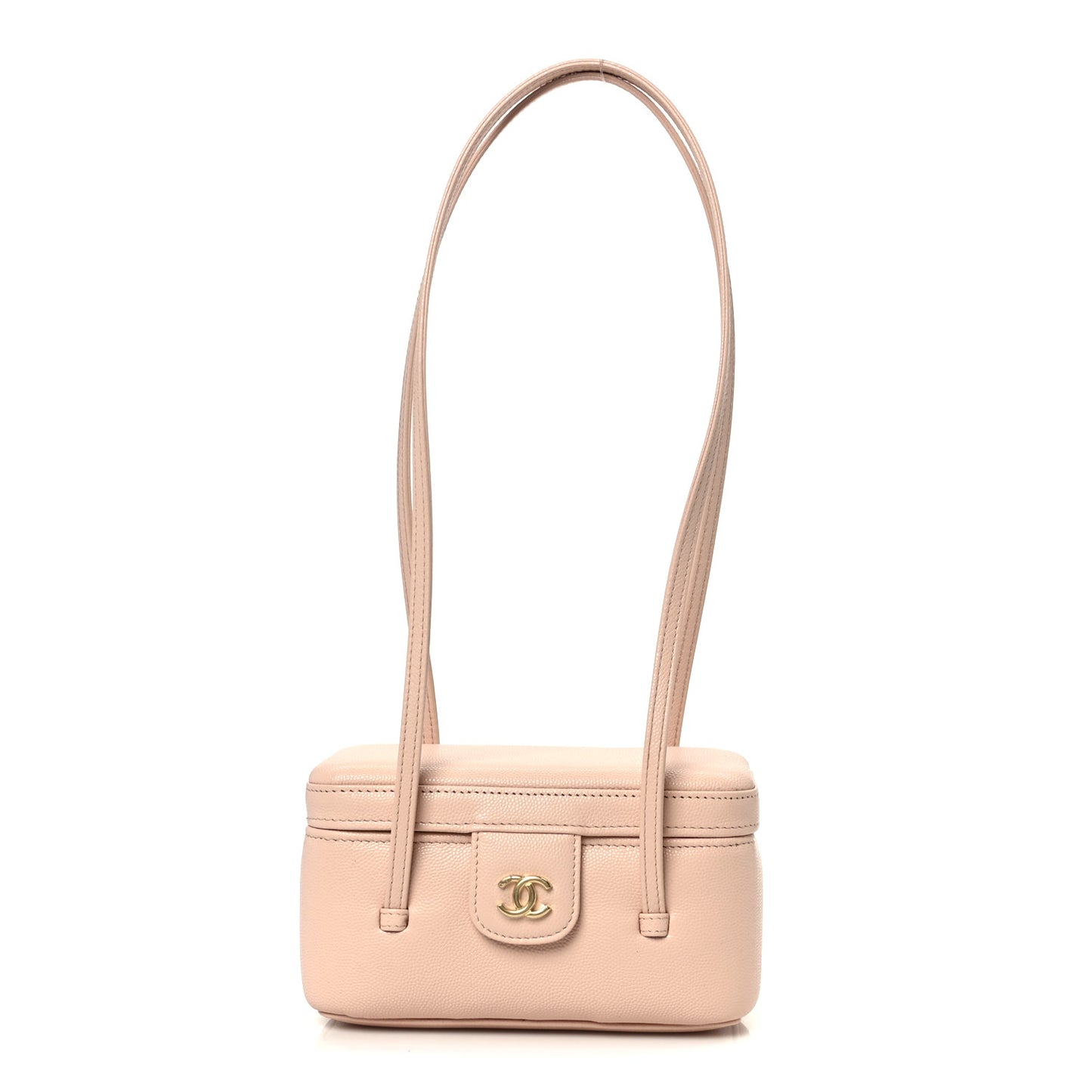 Shiny Caviar Preppy Coco Long Vanity With Strap Light Pink