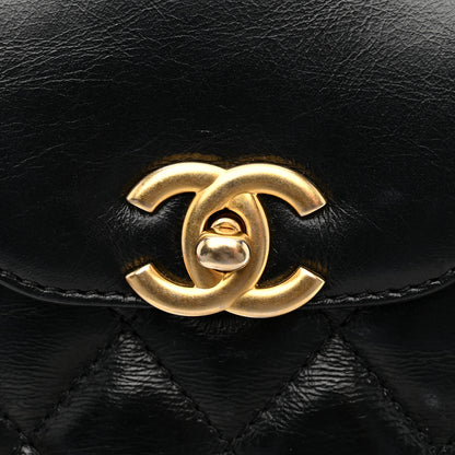 Chanel Shiny Aged Calfskin Quilted Nano Kelly Shopper Black Black 13 of 15