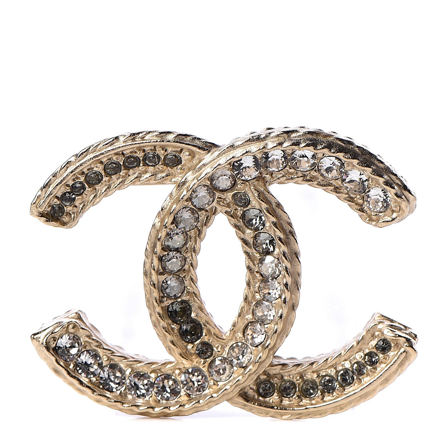 Chanel Crystal CC Brooch Light Gold 1 of 5