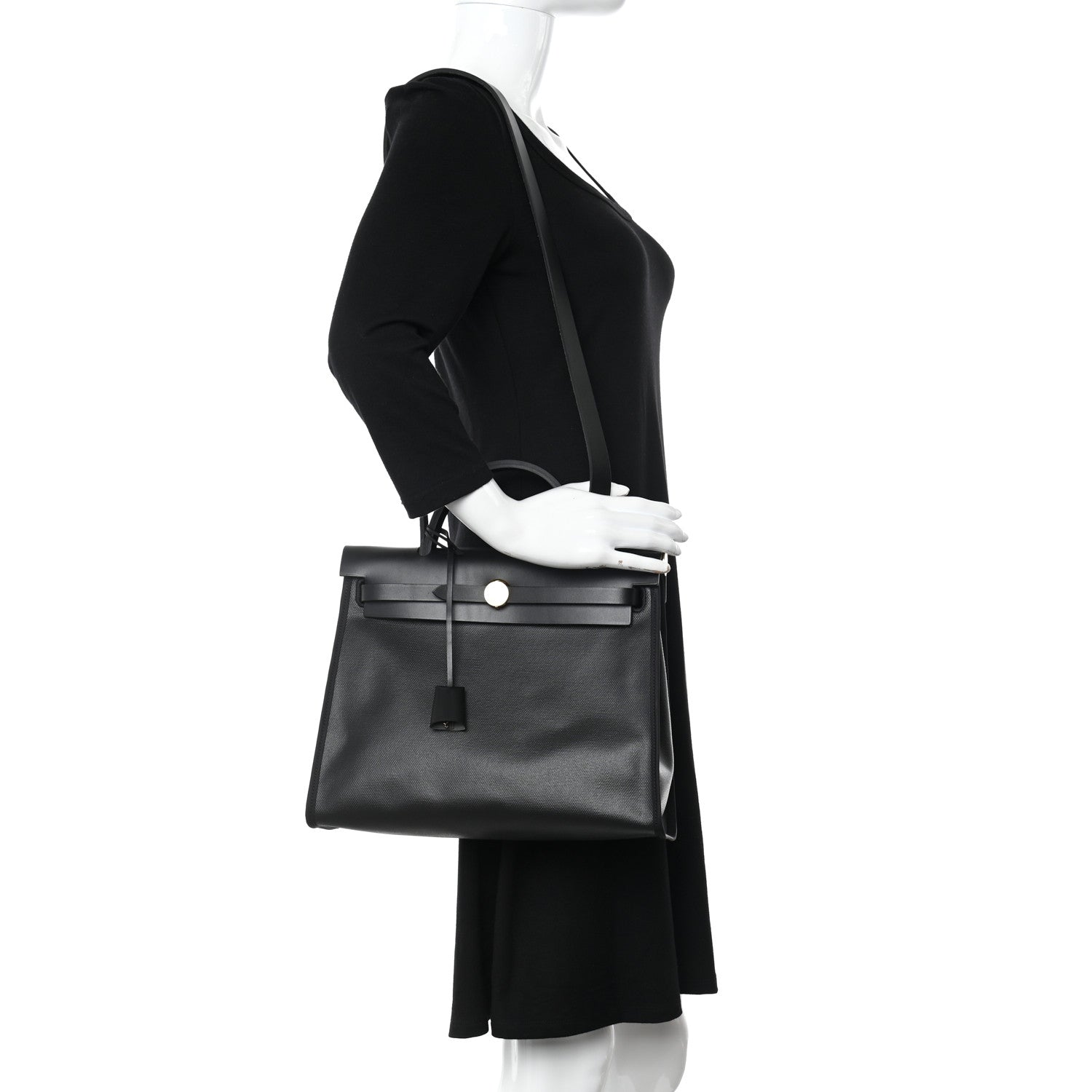 Hermes Toile H Berline Vache Hunter Herbag Zip PM 31 Black Ecru 2 of 12