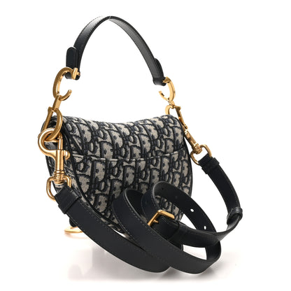 Christian Dior Oblique Mini Saddle Bag With Strap Blue 3 of 10