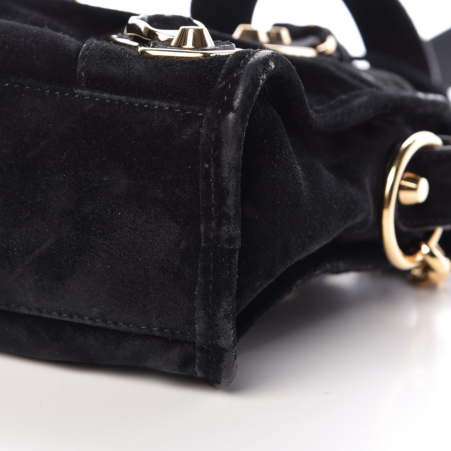 Balenciaga Baby Daim Suede Gold Metallic Edge Hardware Mini City Black 10 of 10