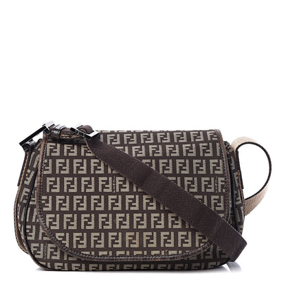 Fendi Zucchino Vitello Flap Messenger Satchel Testa di Moro Beige 1 of 14