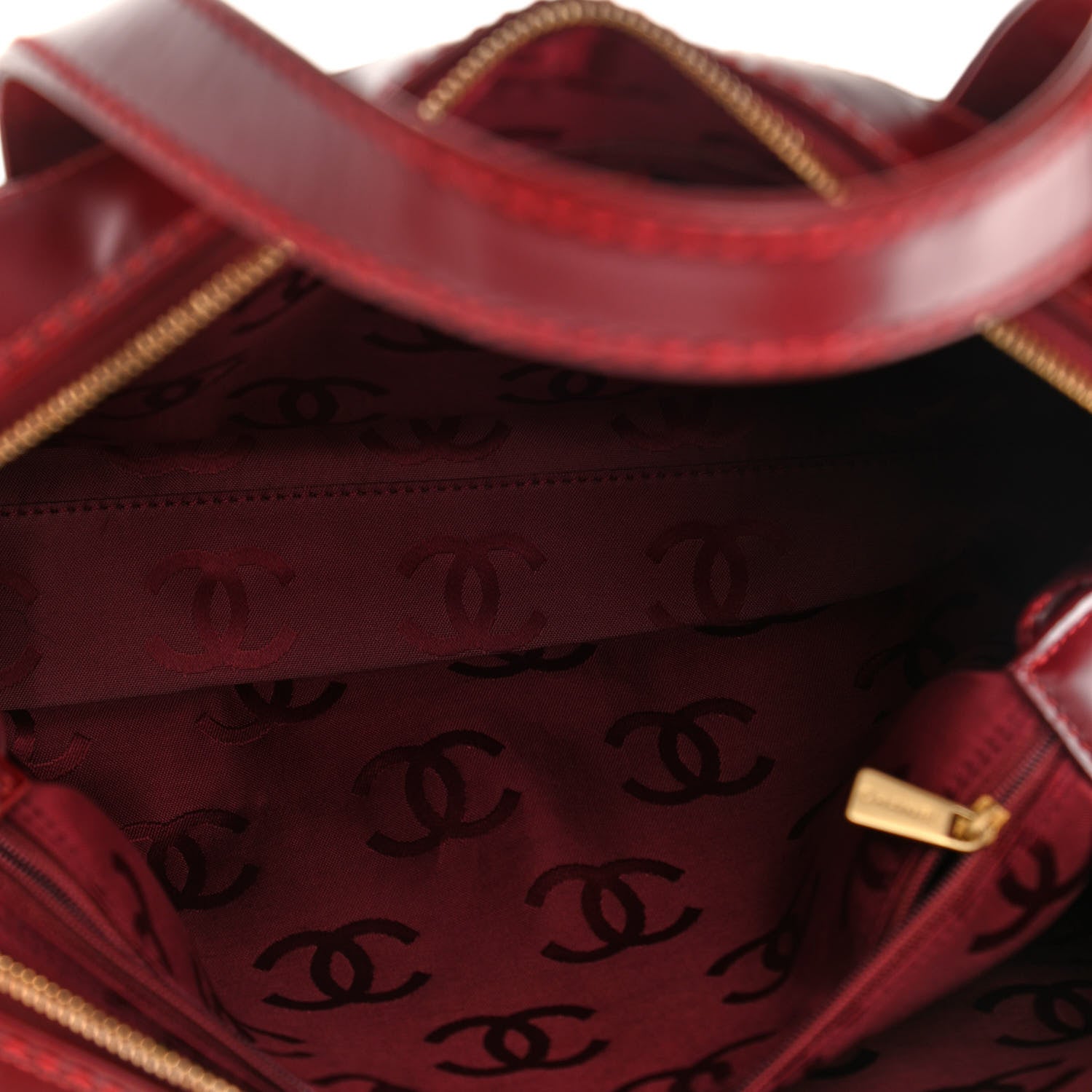 Chanel Calfskin Stitch Surpique Bowler Red 5 of 15