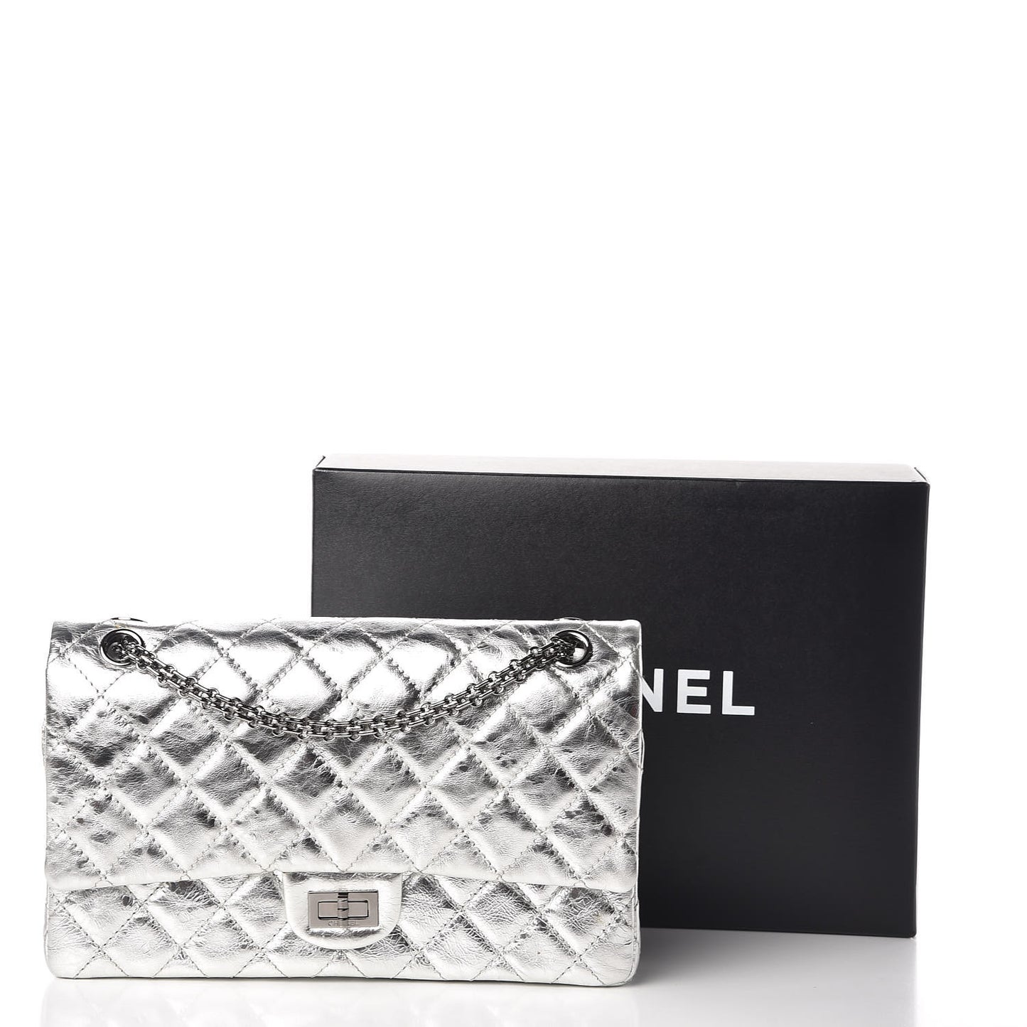 Metallic Aged Calfskin Quilted 2.55 Reissue 226 Flap Silver