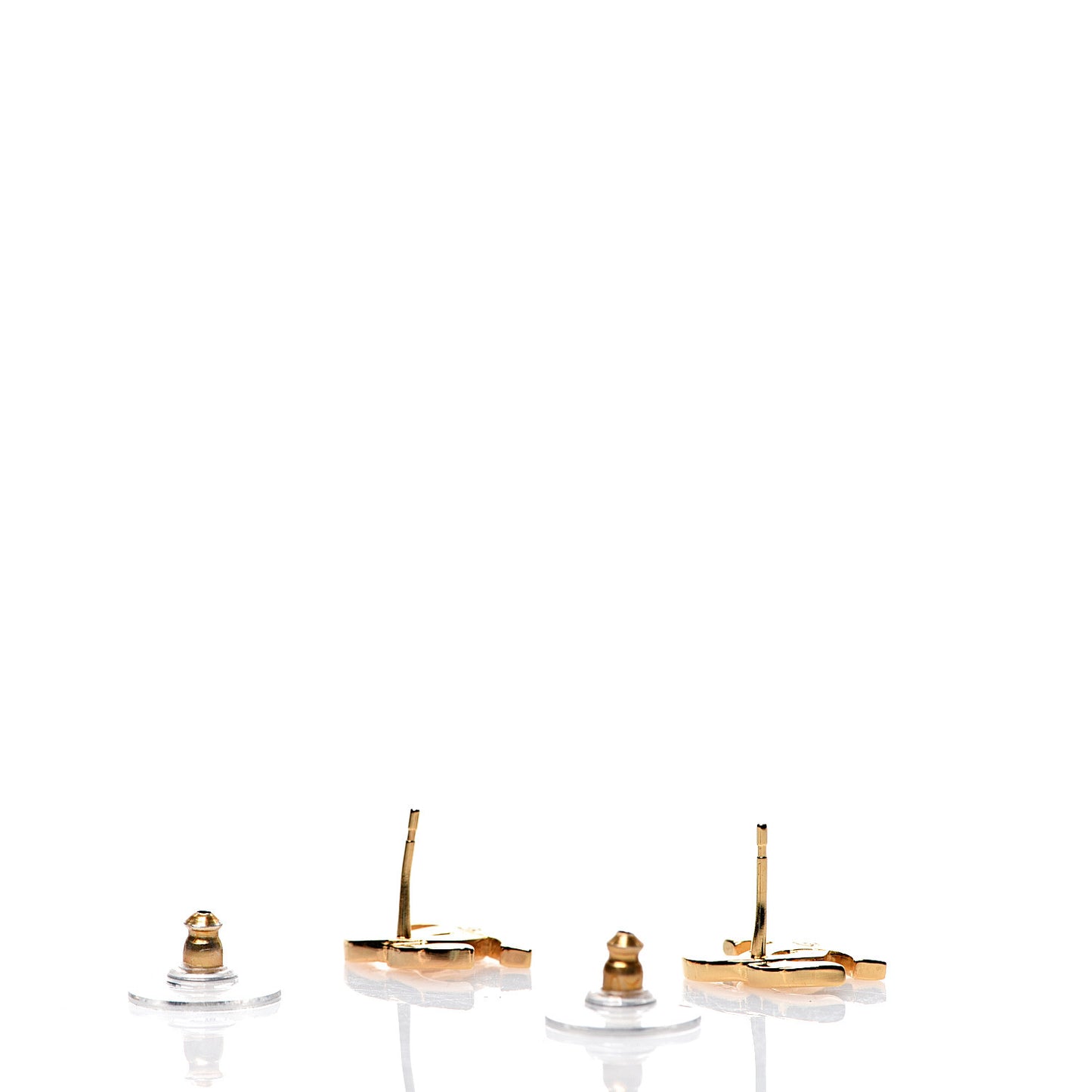 Metal CC Paris Button Stud Earrings Gold