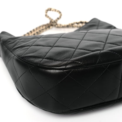Chanel Lambskin Chain Rows Quilted Chain Hobo Black 8 of 9