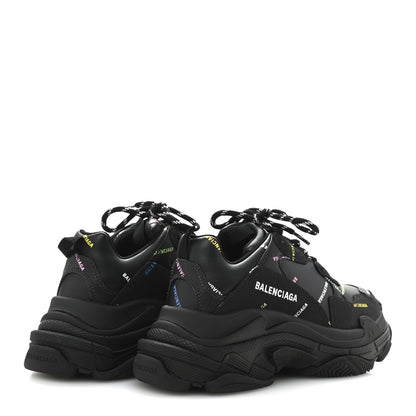 Balenciaga Technical Fabric Allover Logo Womens Triple S Sneakers 39 Black Multicolor 5 of 9
