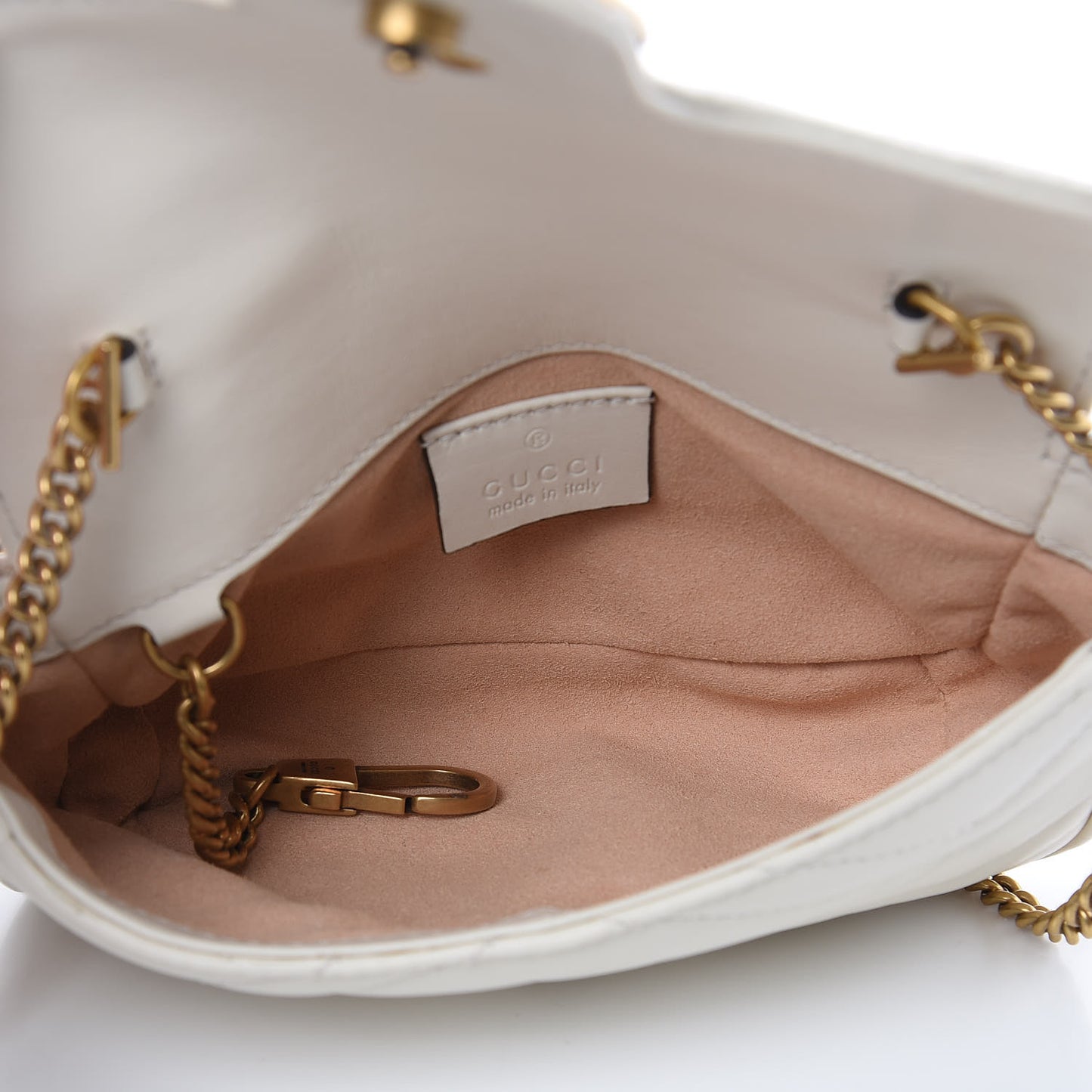 Calfskin Matelasse Super Mini GG Marmont Shoulder Bag White