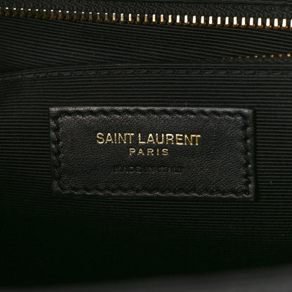 Saint Laurent Grain De Poudre Matelasse Chevron Large Monogram Satchel Black 6 of 9