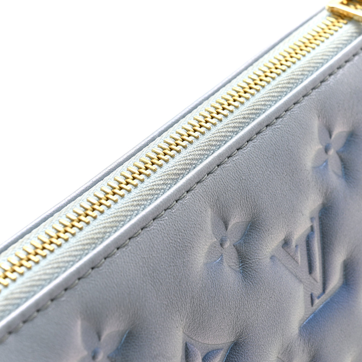 Metallic Lambskin Embossed Monogram Coussin BB Blue