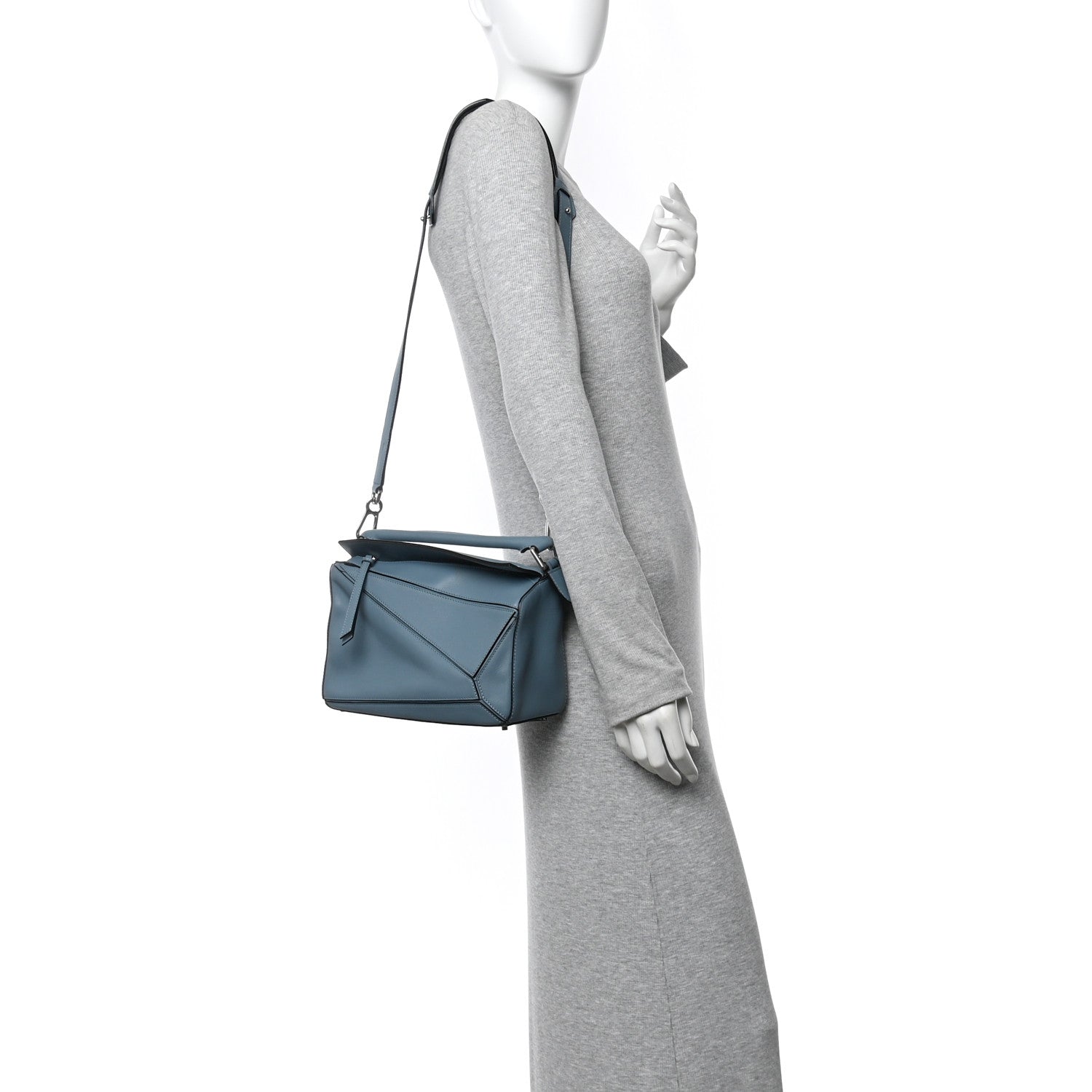 Loewe Calfskin Small Puzzle Bag Stone Blue 2 of 9
