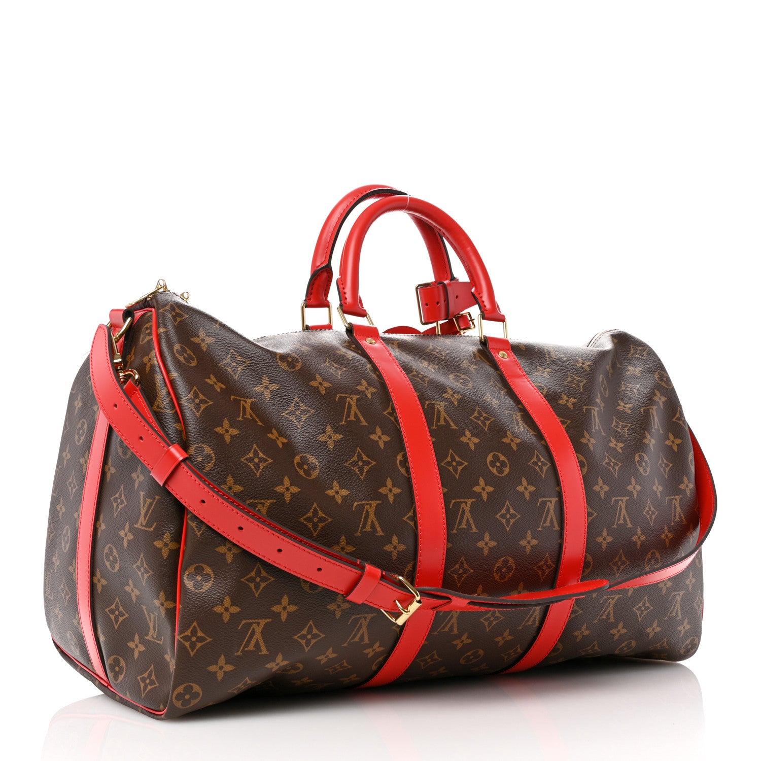 Louis Vuitton Calfskin Monogram Keepall Bandouliere 50 Coquelicot 2 of 9