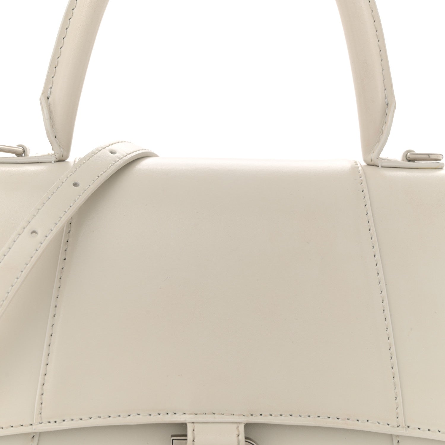 Balenciaga Shiny Box Calfskin Tonal B Small Hourglass Top Handle Bag Chalky White 7 of 13