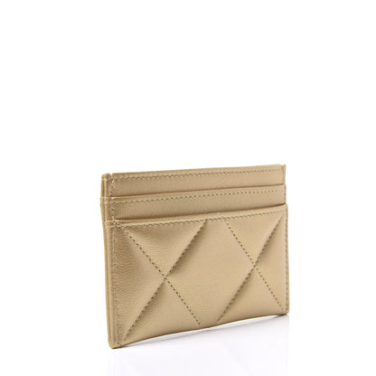 Chanel Metallic Goatskin Quilted Chanel 19 Card Holder Gold 2 of 12