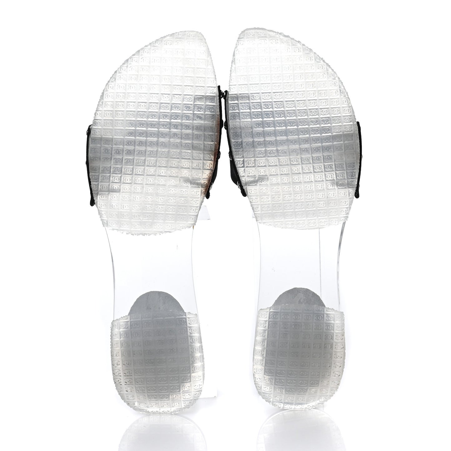 PVC Transparent Satin CC Flat Slide Sandals 37 White Black