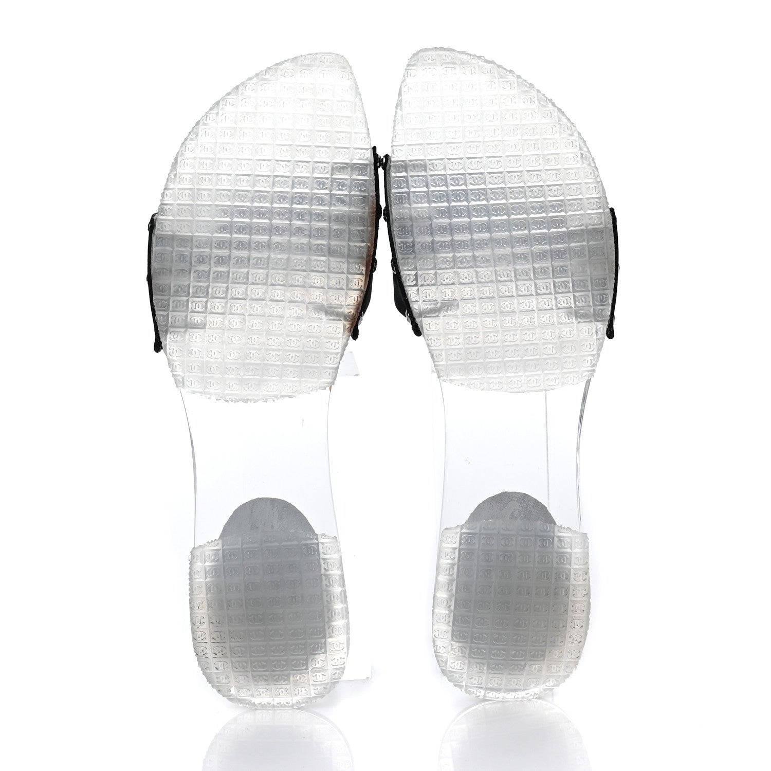 Chanel PVC Transparent Satin CC Flat Slide Sandals 37 White Black 5 of 8