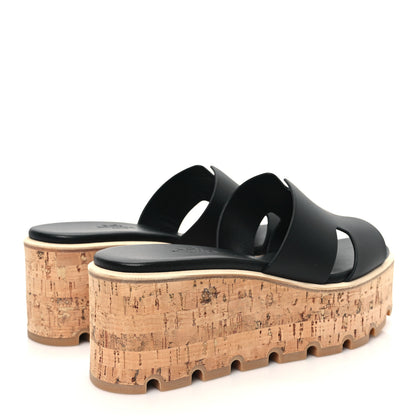 Hermes Calfskin Cork Eze 30 Sandals 35 Black 4 of 10