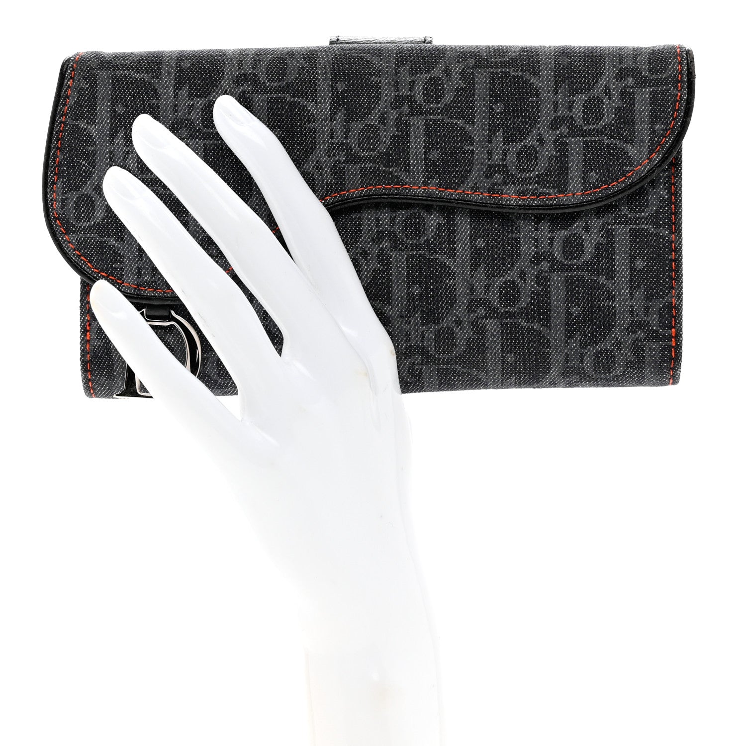 Christian Dior Denim Monogram Saddle Wallet Blue 2 of 9