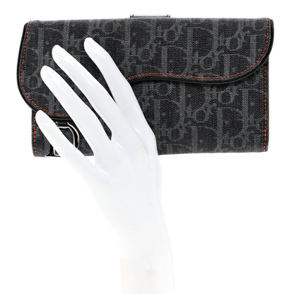 Christian Dior Denim Monogram Saddle Wallet Blue 2 of 9