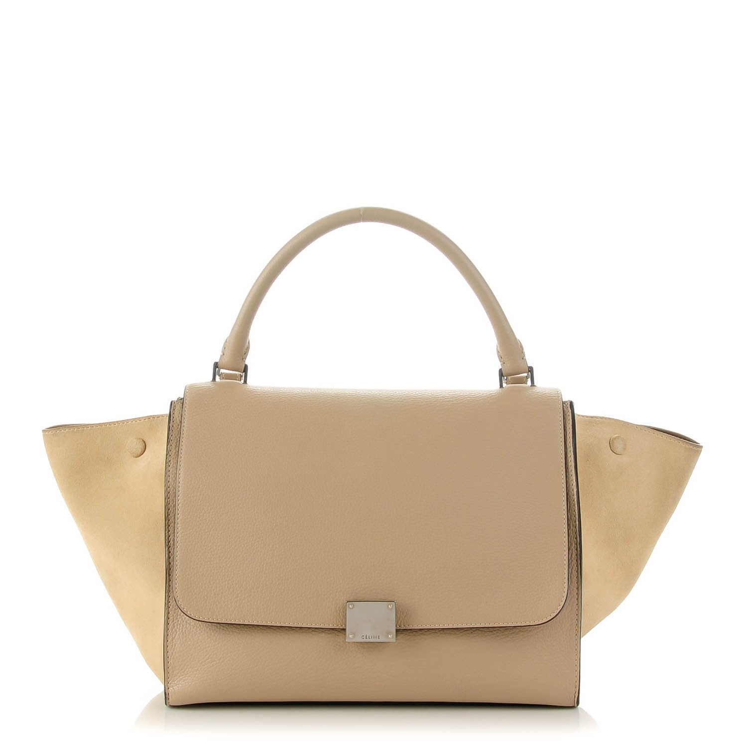 Celine Drummed Calfskin Suede Medium Trapeze Souris 1 of 7