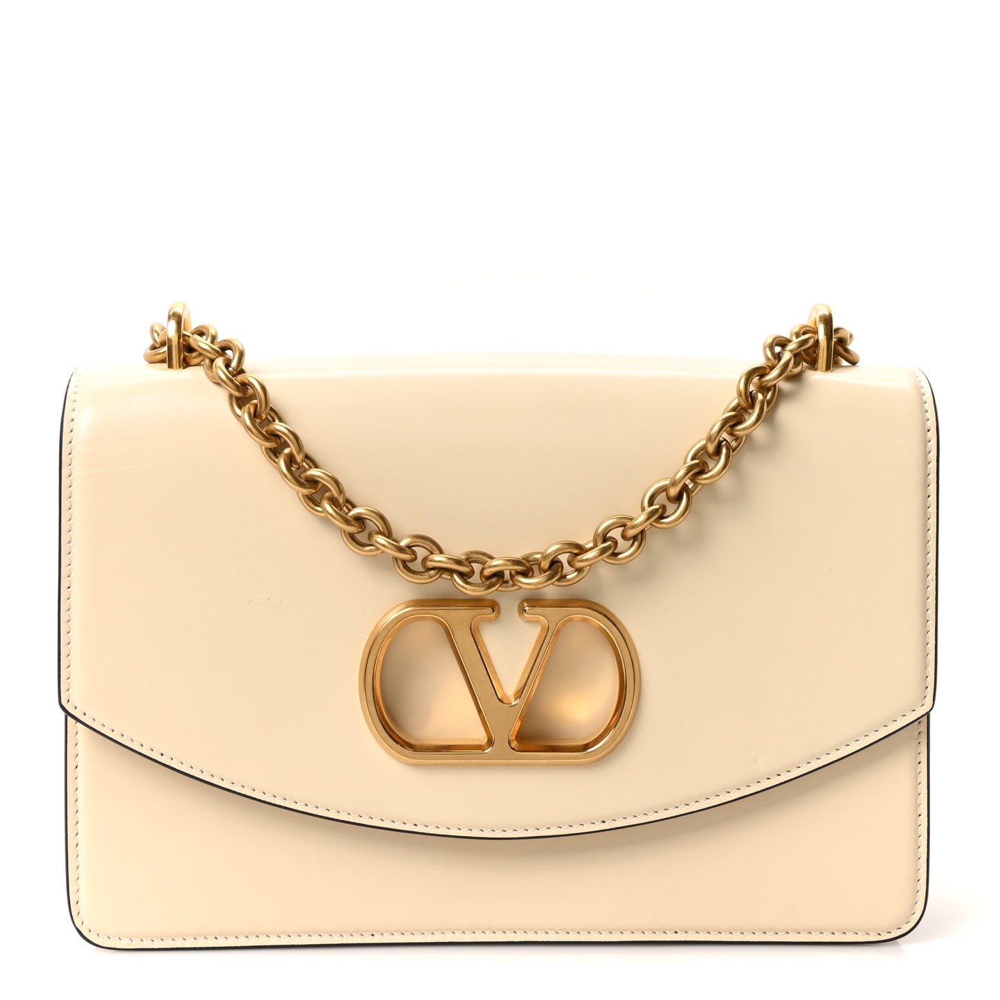 Shiny Calfskin Vain Shoulder Bag Butter