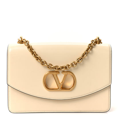 Valentino Garavani Shiny Calfskin Vain Shoulder Bag Butter 1 of 10