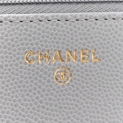 Chanel Caviar Quilted Textured CC Wallet On Chain WOC Grey 6 of 12
