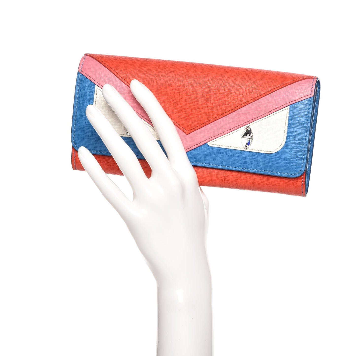 Vitello Elite Crystal Eye Monster Continental Wallet Royal Blue Papavero Multicolor