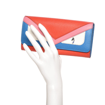 Fendi Vitello Elite Crystal Eye Monster Continental Wallet Royal Blue Papavero Multicolor 2 of 10