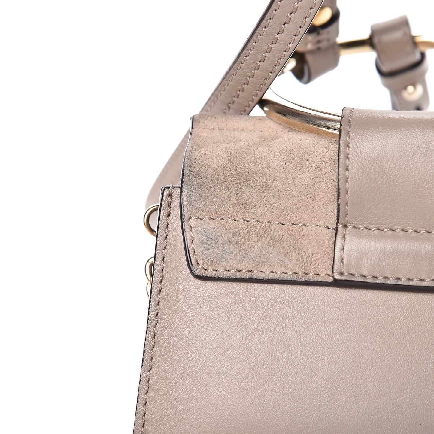 Suede Calfskin Mini Faye Bracelet Bag Motty Grey