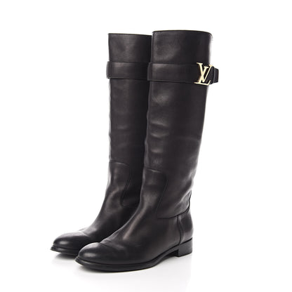 Louis Vuitton Calfskin Legacy Flat High Boots 38 Black 3 of 8