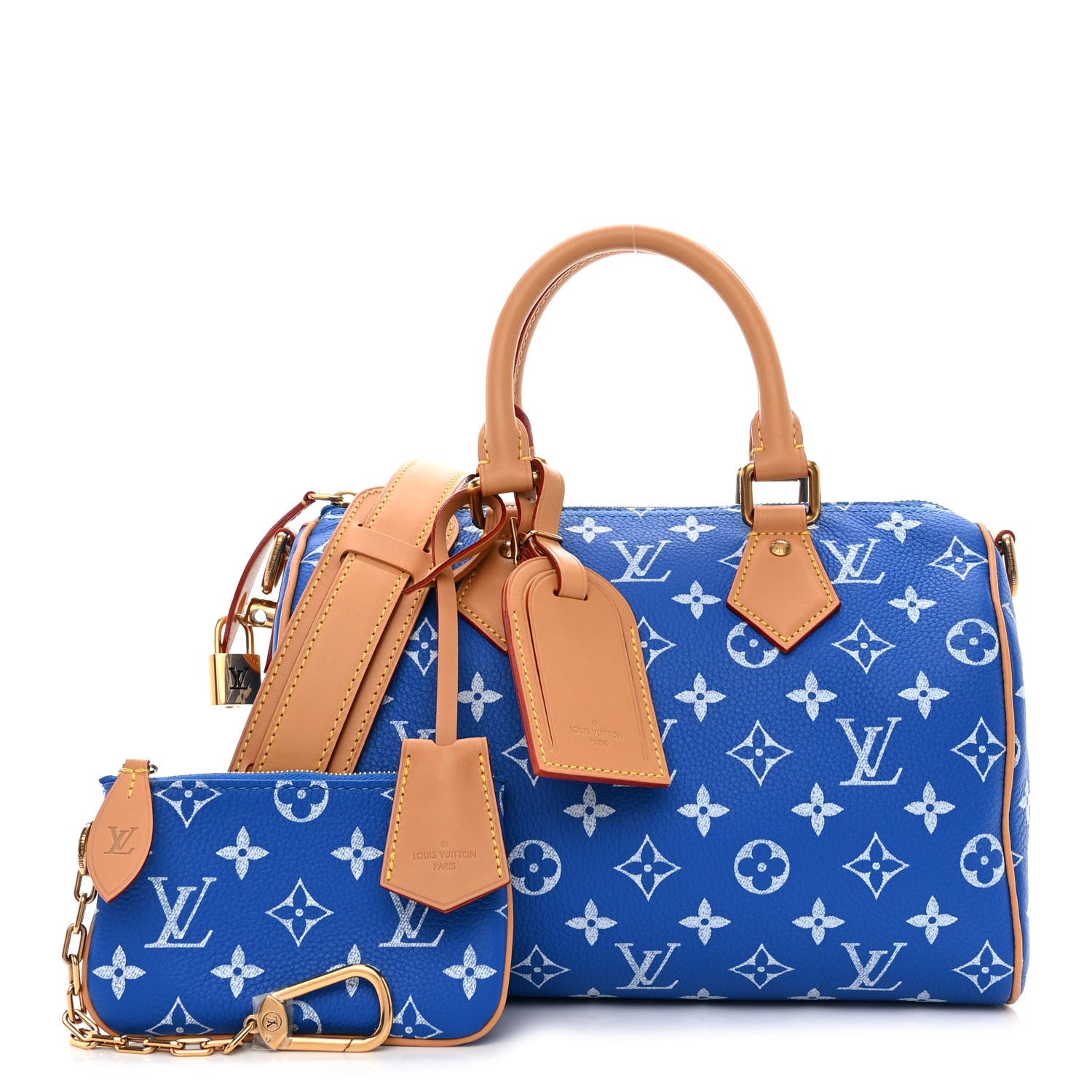 Louis Vuitton Calfskin Monogram Speedy P9 Bandouliere 25 Blue 3 of 12