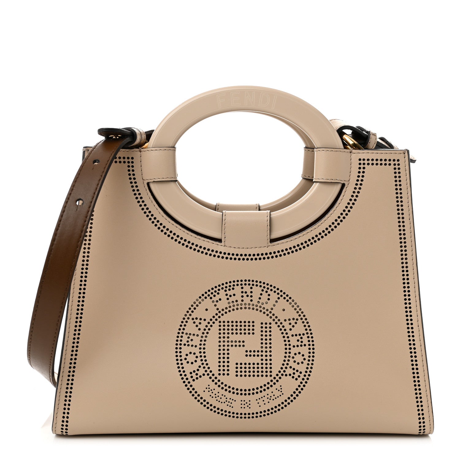 Fendi Vitello Liberty Plexiglass Stamp Patch Perforated Small Runaway Shopper Tote Nuvola 1 of 9