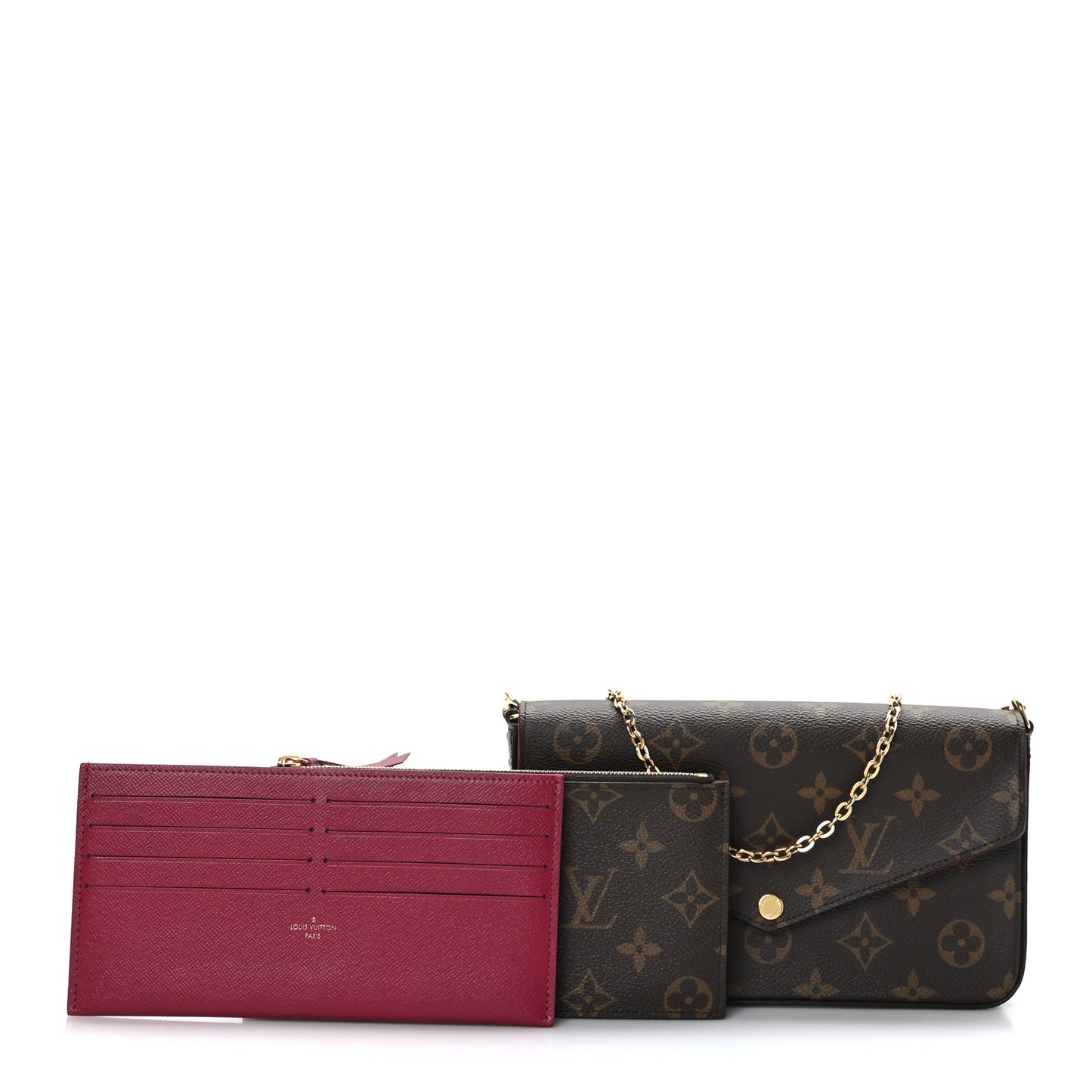 Monogram Pochette Felicie Chain Wallet Fuchsia