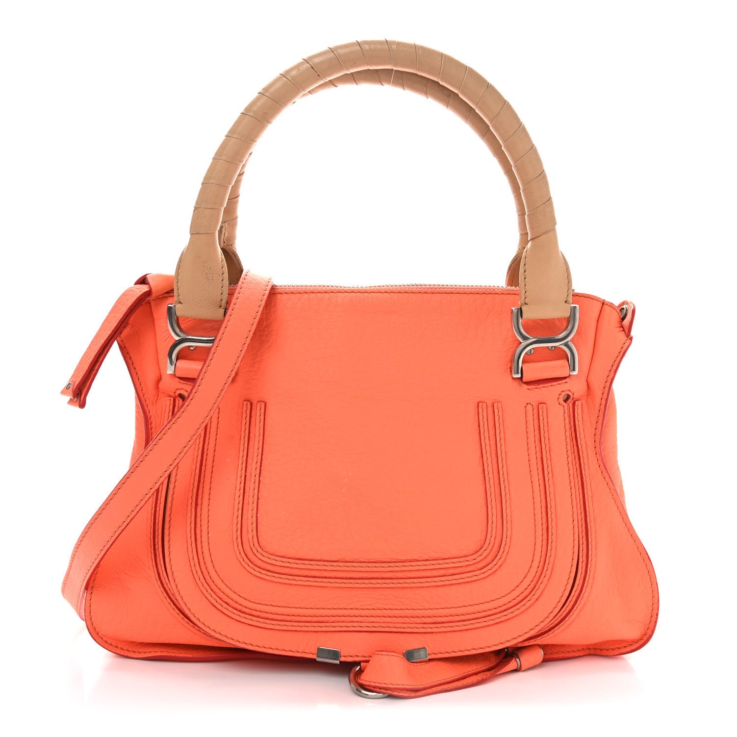 Calfskin Medium Marcie Satchel Orange Fizz