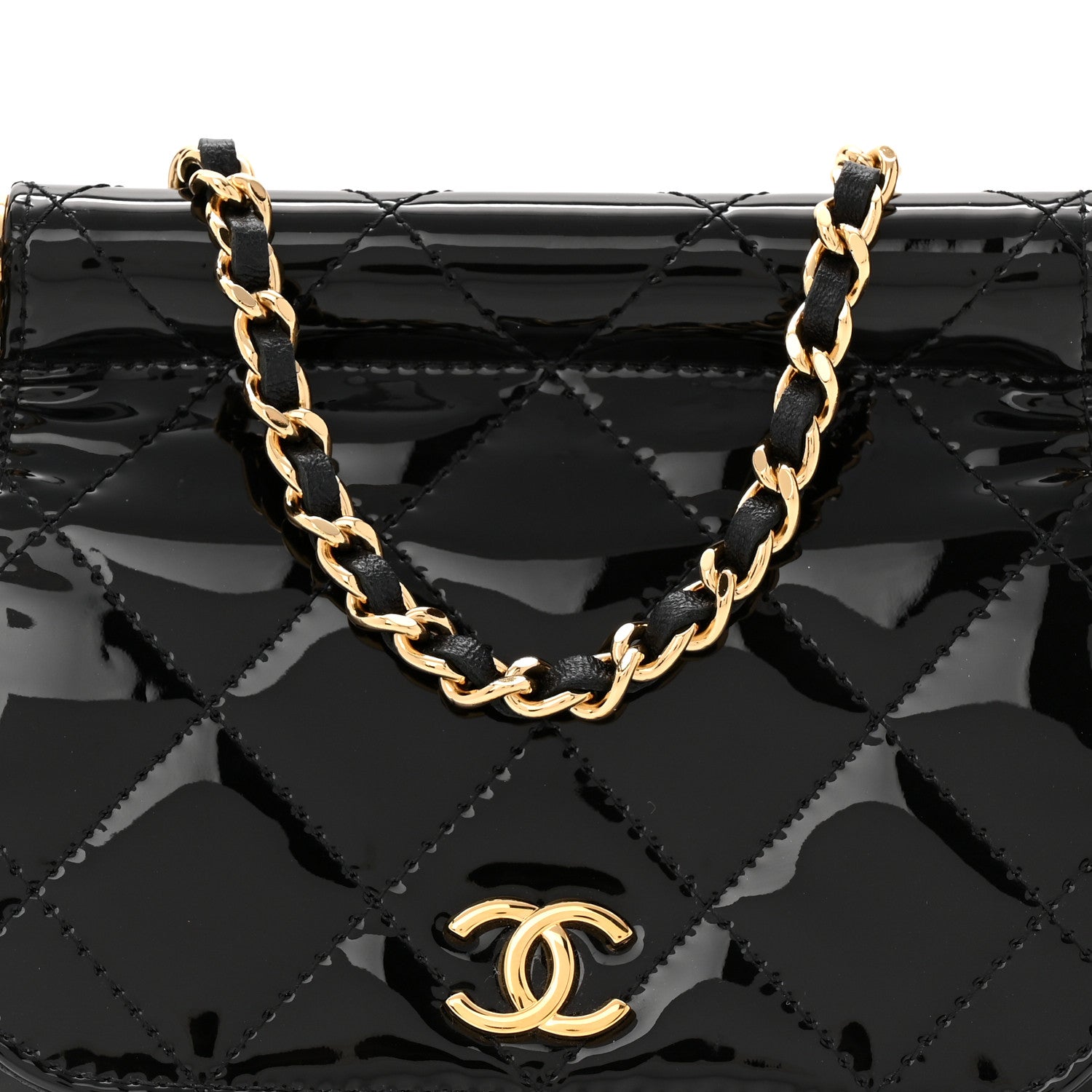 Chanel Patent Quilted Frame Clutch Flap With Chain Black 9 of 11