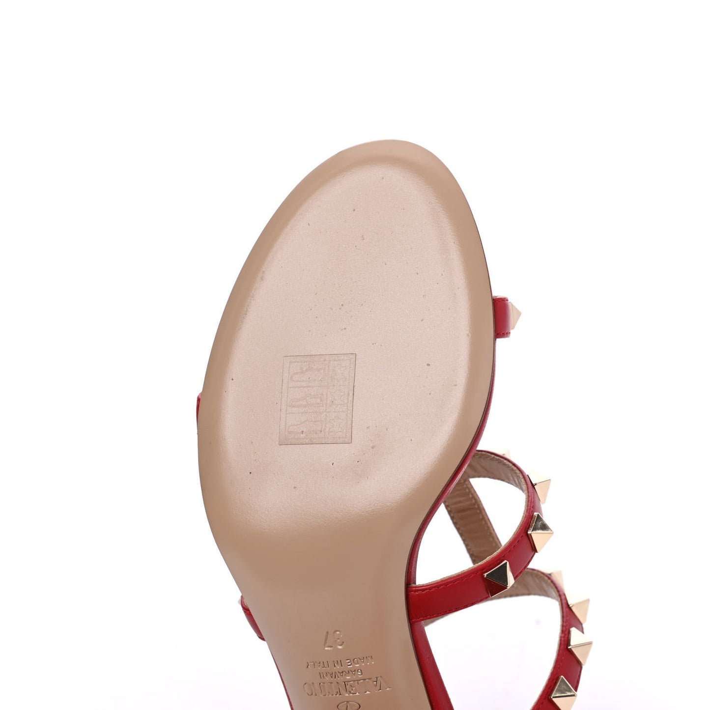Calfskin Rockstud 60mm Caged Slide Sandals 37 Rosso Valentino