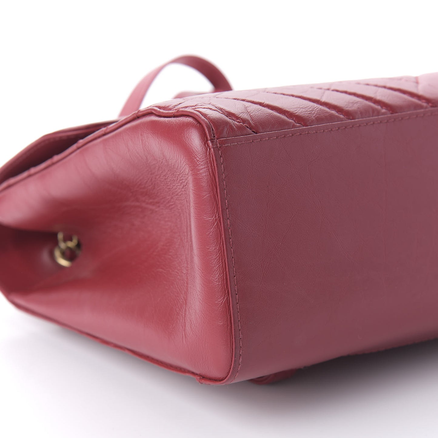 Aged Calfskin Chevron Quilted Backpack Red