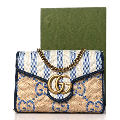 Gucci Raffia GG Monogram Matelasse GG Marmont Chain Wallet Mystic White Royale Natural 10 of 10