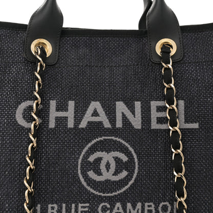 Chanel Woven Straw Raffia Medium Deauville Tote Black 8 of 12