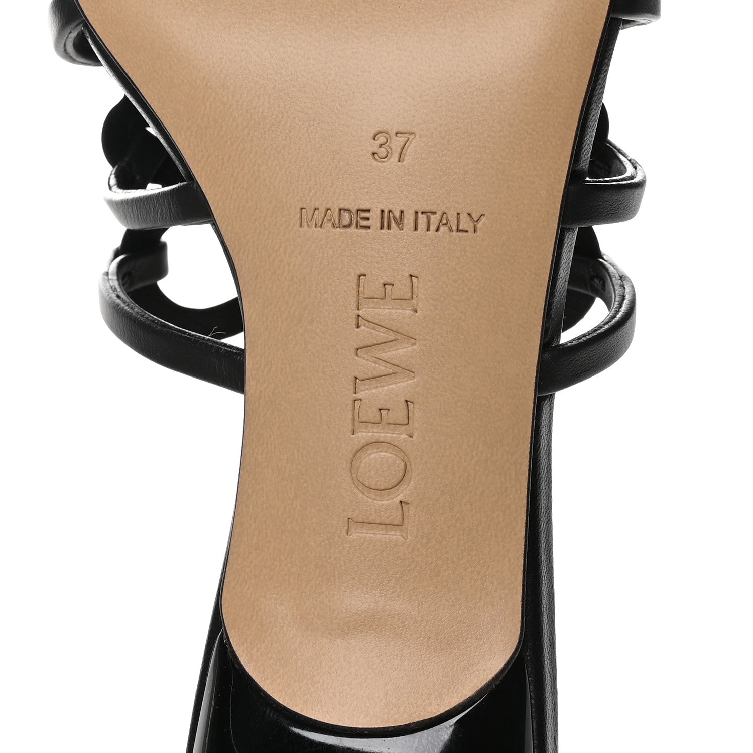 Loewe Calfskin Petal Anagram Caged Mule 45mm Sandals 37 Black 7 of 8
