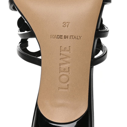 Loewe Calfskin Petal Anagram Caged Mule 45mm Sandals 37 Black 7 of 8