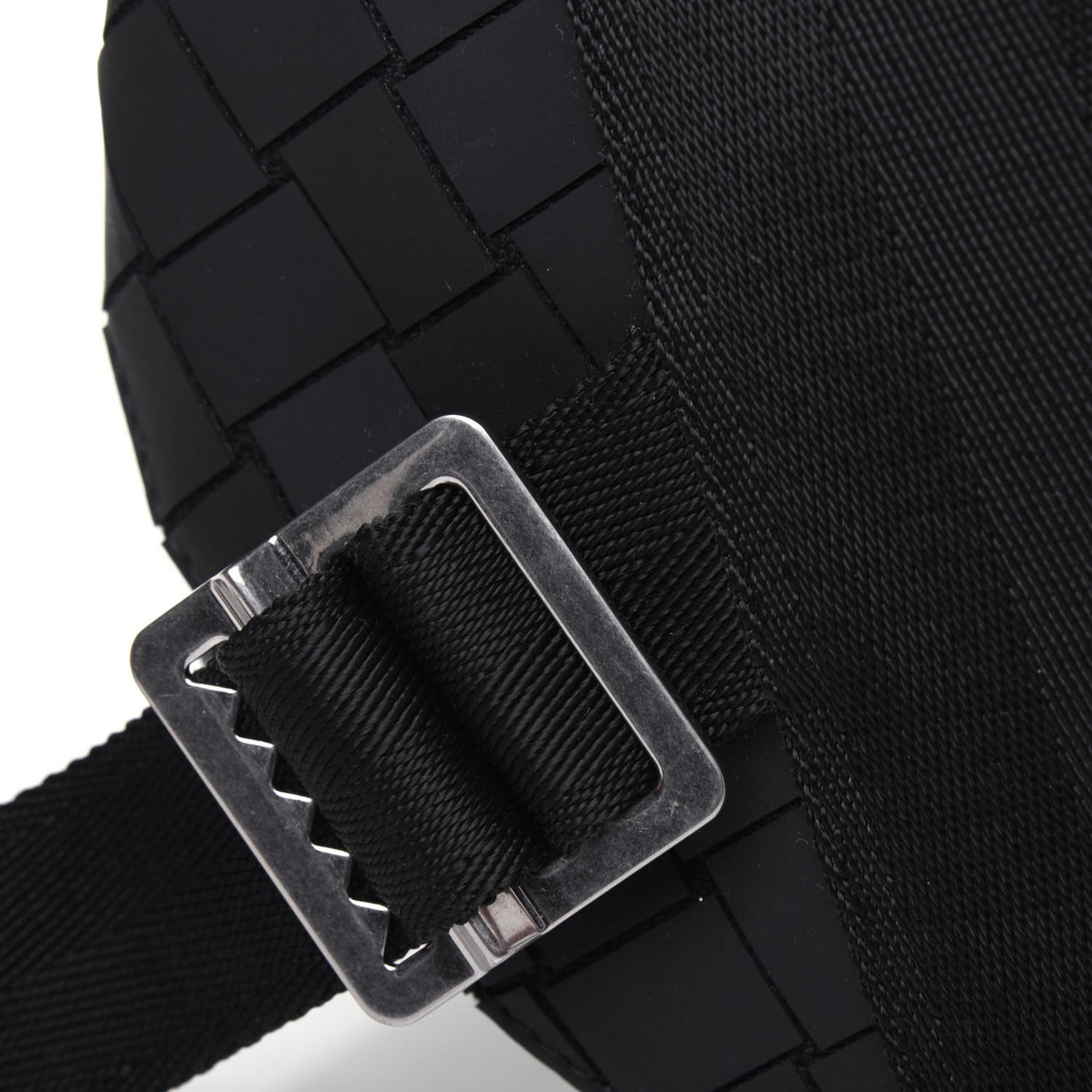 Nappa Intrecciato Carved Panels Belt Bag Black