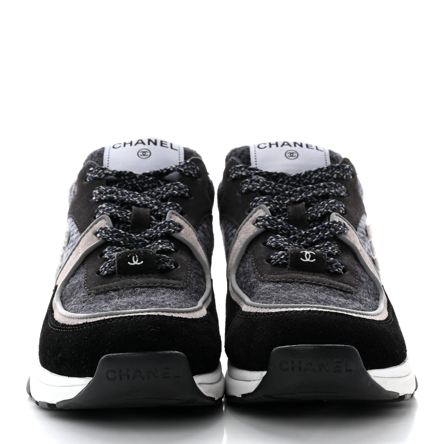 Tweed Suede Womens CC Sneakers 36 Black Grey